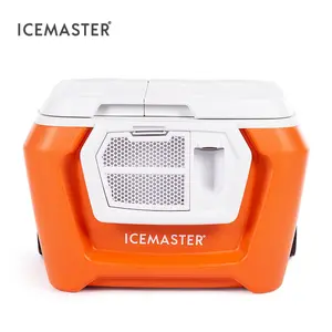Icemaster 54L 다기능 바퀴 달린 쿨러 고속 블렌더 통합 스피커 플레이트 및 기구 하드 쿨러 상자 식품