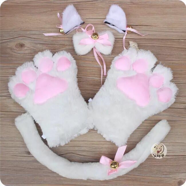TSHAOUN Chat Déguisement Animal Enfant Fille Chat Cosplay Set Avec Chat Oreilles Queue Tutu Jupe Et Noeud Papillon Griffe Gants pour le déguisement d'Halloween le jeu de rôle animalier (Chat