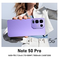 Smartphone Global Version Note50Pro 5G Layar HD 7,3 Inci RAM 16GB Dual Sim Card Sistem Android 15.0 LTE Seluler Grosir