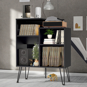 Vinyl <strong>Record</strong> Player Stand - Turntable Table with Storage for 280 Albums, <strong>Record</strong> Holder Display Shelf, Media Stereo Audio <strong>Cabinet</strong> - Product Image 5