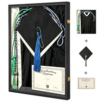 Cadre de présentation 23x31 pouces pour diplôme de remise de diplôme, protection UV, en bois et acrylique, avec portes, pour toque, robe de cérémonie, diplôme, étole et cordons (Cadre de diplôme de licence - 1 pièce)