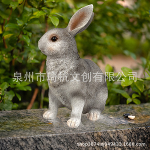 Outdoor Garden Resin Rabbit Decorative Ornament Natural Finish Freestanding <b>Miniature</b> Landscape Craft Animal Shape - Product Image 2