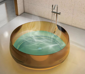 อ่างอาบน้ำโรงแรมทันสมัยอิสระพร้อมท่อระบายน้ำโปร่งใสอะคริลิคโปร่งแสง - Product Image 2