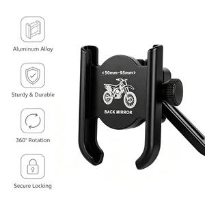 Expédition rapide, support de téléphone pour moto en aluminium, support de téléphone portable, support de fixation sur rétroviseur, support GPS pour téléphone portable - Product Image 1