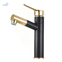 Robinet de salle de bain Aquacubic Black Gold avec tube flexible extractible