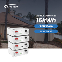 Système de stockage d'énergie solaire domestique Epever 51.2V Lithium Li Ion LFP, batterie LiFePo4 montée sur rack, 51.2V 314Ah 16KWH