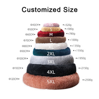 Coussin rond de luxe en fausse fourrure lavable de 40 cm de diamètre, antidérapant, apaisant, pour chien et chat, type donut, moelleux, pour réduire l'anxiété