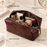 Pochette cosmétique, trousse de maquillage, trousse de toilette, sac de voyage en cuir PU crocodile, logo personnalisé, organiseur de voyage, pochette zippée pour femme, cadeau