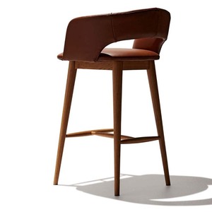 Sgabello da Bar in legno massello per ristorante commerciale & cafè-moderna sedia da banco con schienale alto in pelle sintetica - Product Image 4