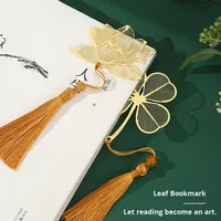 Marque-pages en laiton plaqué or modernes, vente en gros du fabricant, cadeaux créatifs culturels chinois ajourés, feuille d'érable, feuille de ginkgo