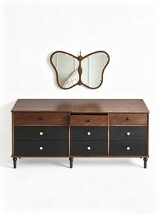 Premium 6-Drawer Two-Tone Dresser <b>Desk</b> Combo <b>Extendable</b> Vanity Set For Bedroom - Product Image 2