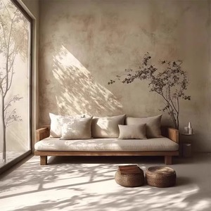 Moderno semplice divano a tre posti in legno massello naturale stile Wabi-Sabi per piccoli appartamenti Set per soggiorno - Product Image 2