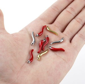Pingente de Pimenta Vermelha em Aço Inoxidável para Joias DIY Simples |   Pingentes de <span class=keywords><strong>Metal</strong></span> em Forma de Chilli para Acessórios de Confecção de Joias - Product Image 6