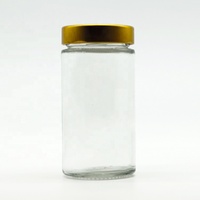 Pot en verre ergonomique pour miel et épices, à ouverture profonde, avec couvercle métallique épais, 100ml 200ml 300ml 360ml
