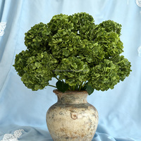 Haute Qualité Réaliste Unique Blanc Vert Hortensia Fleur Artificielle Fleuriste En Gros Faux Fleur avec quantité minimale de commande 50 Pcs