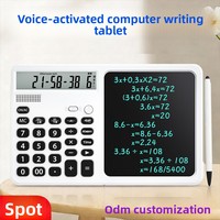 Tablette d'écriture multifonctionnelle 2-en-1 en plastique avec calculatrice vocale et grand écran pour affaires
