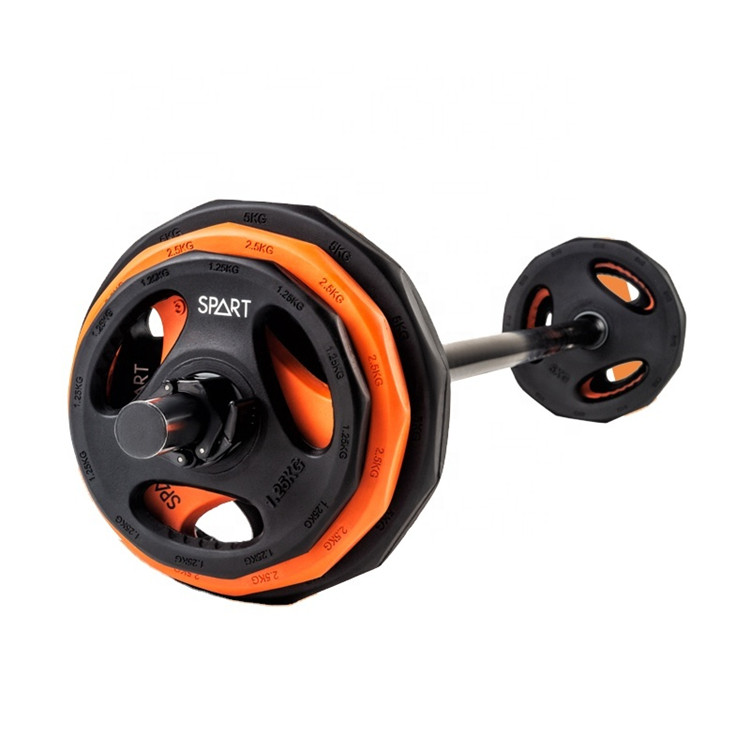 Wholesale Sport Gym Weight Equioment Adjustable Rubber Plate Barbell Body Pump Set