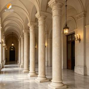Columna Romana <span class=keywords><strong>de</strong></span> Mármol Natural MILY, <span class=keywords><strong>Pilar</strong></span> <span class=keywords><strong>de</strong></span> Piedra Grande Tallado a Mano, Decoración Clásica para Jardín Exterior - Product Image 3