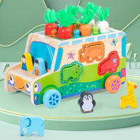 Jeu d'apprentissage précoce en bois, pêche, tirage de carottes, jeu d'association de formes, remorque multifonctionnelle, jouet éducatif pour enfants, cadeau pour