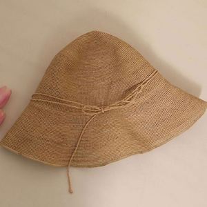 Handmade Raffia Straw Bucket Hat-Versatile Fisherman's Design Foldable Summer <b>Sunscreen</b> Hat for Outdoor Travel Sports Image - Product Image 3
