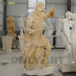 Statuette de gladiateur antique en marbre, Sculpture taille de vie, statue de soldat romain, vente en gros