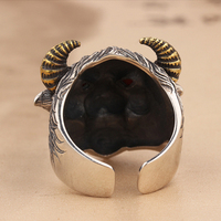 Bagues de doigt en laiton incrusté en argent S925, joli Design Unique, Vintage Animal tête de vache, pour hommes, collection 2020