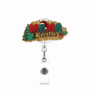 Vente en gros de porte-badges rétractables en acrylique, porte-badges en acrylique adorable Père Noël, porte-badges en acrylique arbre de Noël, porte-badges infirmière - Product Image 6