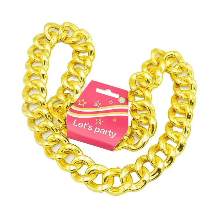 Cadena de oro intermitente con luz LED, collar de Mardi Gras, accesorio de disfraz de joyería de rapero de Hip Hop