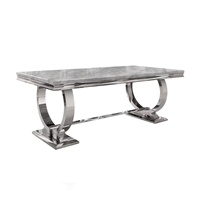 Ensemble de table à manger moderne en acier inoxydable - Table à manger de luxe avec plateau en marbre et chaises, meubles élégants pour la maison et le salon