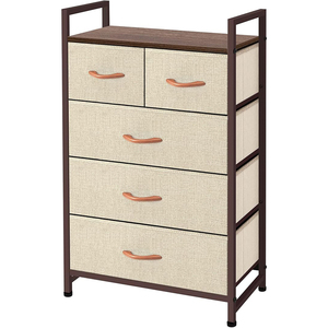 Chengjun Commode à tiroirs multi-usages en lin, grande capacité 58*29*84cm, avec poignée, structure robuste en acier, <span class=keywords><strong>meuble</strong></span> de salon en MDF - Product Image 1