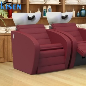 Fauteuil de lavage mobile en bois pour salon de coiffure Kisen avec support de tête et bac à shampoing - Product Image 5