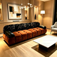 Samt Dreisitzer-Ecksofa-Set Modulares Modernes Handgefertigtes Feder-Baumwoll-Gefülltes Wohnzimmer-Apartment-Puffsofa für Zuhause und Büro