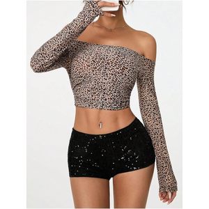 FOXA <b>Women's</b> <b>Sequin</b> <b>Shorts</b> High Waist Black Sparkly Party Hot Pants - Product Image 5