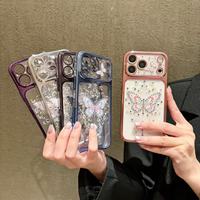Coque de téléphone antichoc en gel de silicone souple avec cadre coloré plaqué, motif papillon et diamant, pour Honor 600 PRO/X8/X50i