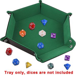 Boîte à dés hexagonale portable en cuir PU double couche, pliable, pour jeux de table D&D - Product Image 6