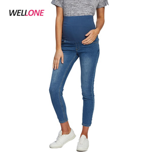 Gravidanza madre Skinny Fit Wide Over Bump cintura maternità <span class=keywords><strong>Super</strong></span> <span class=keywords><strong>Stretch</strong></span> Over Belly <span class=keywords><strong>Jeans</strong></span> personalizza Denim <span class=keywords><strong>Jeans</strong></span> donna - Product Image 1