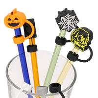 Couvercle de paille réutilisable 6-10mm Cheerleading Cartoon Paille Topper PVC Paille Charms Cover Wholesale Halloween Cute Drink Cover