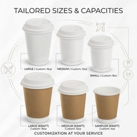 Tapa de Papel Biodegradable Desechable Personalizada para Vasos de Café, Tapa Aislante de Doble Pared para Bebidas, para Cafeterías, Restaurantes y Comida para Llevar