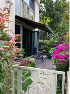 Auvent <span class=keywords><strong>motorisé</strong></span> personnalisé de <span class=keywords><strong>3m</strong></span> x 5m avec cadre en aluminium et acier et rétractable pour balcon et patio, blanc, utilisation en extérieur avec télécommande - Product Image 2