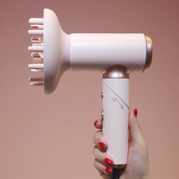 Mini sèche-cheveux pliable à tension globale rose 110000 RPM Sèche-cheveux haute vitesse à moteur sans balais avec diffuseur pour cheveux bouclés
