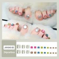 Qianya Faux Ongles d'Orteils à Presser 24 pièces Effet Œil de Chat en ABS Amovibles Colorés pour l'Été Vente en Gros