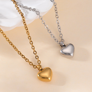 Collar con colgante de corazón abierto de acero inoxidable al por mayor, para cenizas de mascotas, botella de perfume, a la moda - Product Image 1