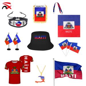 ハイチ応援セット布帽子テーブルフラッグラヤードネックレス手を振る旗ハイチ祭りのための国旗 - Product Image 1