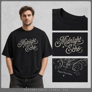 T-shirt personnalisé avec strass, coton épais 300 GSM, délavé à l'acide, coupe oversize courte et carrée, motif graphique en strass, pour homme - Product Image 1