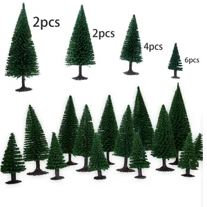 HO O N Z Scale Model Train Railroad Layout Street Tree Model Wire Pine Trees Dark Green Artificial Model Wire Pine Tree