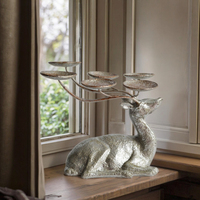 Bougeoir durable en métal animal cerf en fonte pour Noël et Pâques Photophore et bougie pilier pour la décoration intérieure