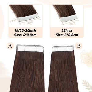 K.SWIGS Extensions de cheveux indiens vierges bruns lisses à bandes adhésives 100% invisibles, trame de peau, cuticules alignées, sans nœuds, lot en vrac - Product Image 5