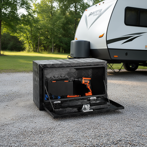 Boîte à outils en aluminium 36 x 17 x 18 pouces, verrouillable, étanche, pour remorque, camping-car, rangement - Product Image 2