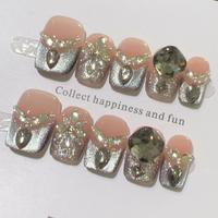 Faux ongles carrés en acrylique 3D faits main, motif chat mignon et coloré, réutilisables, 10 pièces, à presser