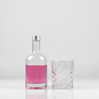 Bouteilles en verre rondes populaires de 375 ml et 500 ml pour vodka, whisky, tequila, avec bouchon à vis en aluminium et plastique